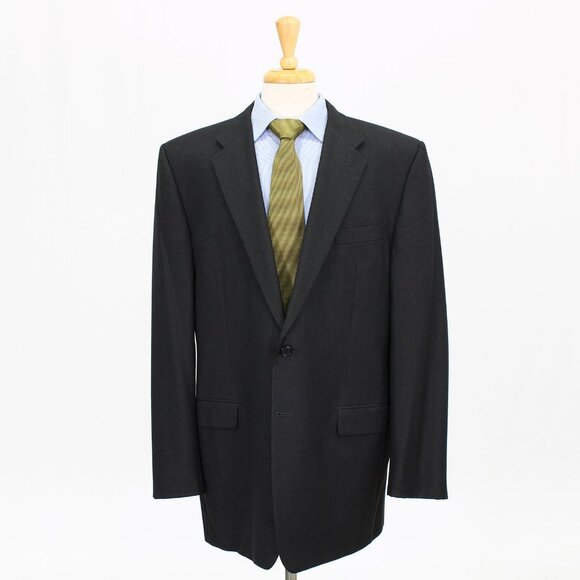 Hickey Freeman 44L Gray Solid Wool Two Button Sport Coat Blazer Jacket B… - Picture 1 of 11